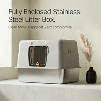 SohoChic Large Fully Enclosed Stainless Steel Cat Litter Box (23.62×15.75×15.75 in/60×40×40 cm) – Covered Litter Box with Lid, Odor-Lock, Dual Front & Top Entry, Anti-Spill, 3-Second Cleanup Easy-to-Clean for Indoor Cats,tiktokshopbacktoschool, Cleaning,