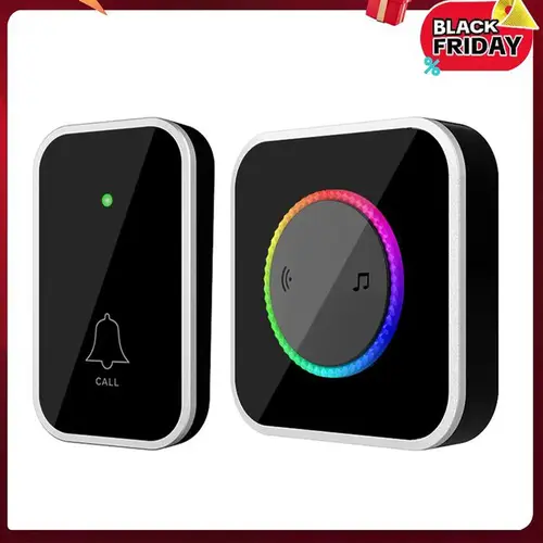 Modern Wireless Doorbell Kit, Waterproof Wireless Doorbells for Home with 45 Chimes, Adjustable Volume, LED Lights, 1000ft Range, Easy Installation, Indoor Chime Home Security & Surveillance Systems (Black)