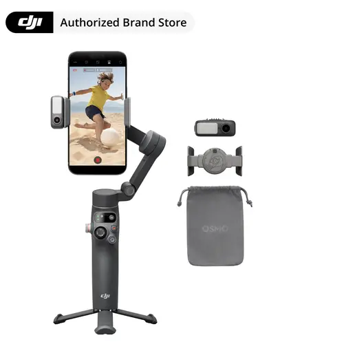DJI Osmo Mobile 7 3-Axis Smartphone Gimbal - Foldable Camera Accessory, Handheld Phone Video Rig Stabilizer & Support with Built-in Tripod, 1-Tap Edit, 10H Battery, Reverse Charge for iPhone/Android, Vlogging Equipment, One-Tap Edit