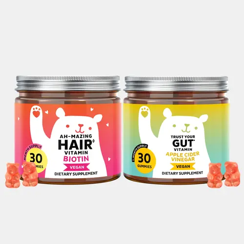 Bears with Benefits Biotin + Apple Cider Vinegar Gummies Bundle – Hair Growth, Skin & Nails + Metabolism, Gut & Detox Support Vitamins Vegan