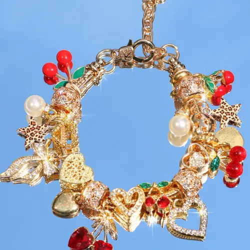 Leopard Print Cherry Star Bracelet, Cute Cherry Bracelet, Butterfly Knot Pearl Bracelet, Classic Heart Bracelet, Leopard Print Bracelet, Charming Bracelet, Fashionable Bracelet, Zinc Alloy Bracelet, Versatile Bracelet, Alloy Chain Bracelet