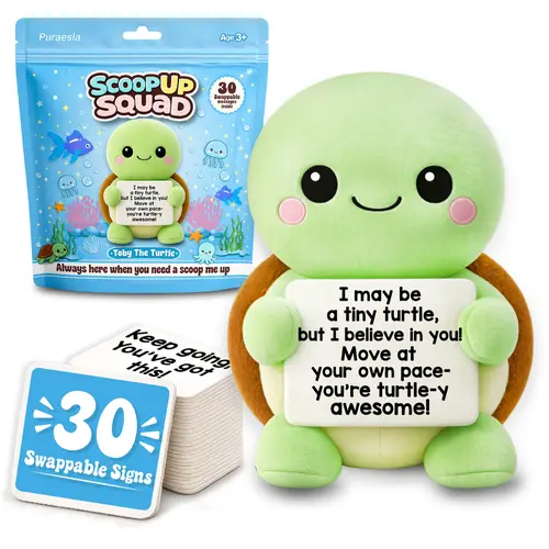 Positive Scoop Up Squad Emotional Boost Animals Plushies with 30 Cute Messages by Puraesla -  Stuffed Animals for Anxiety Relief, Graduation gift,  Appreciation  present for friends, Coworkers, Kids or Adults