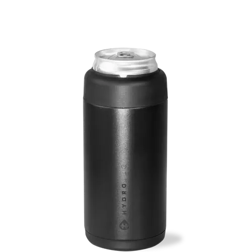 HydroJug Black Slim Can Cooler - Insulated Can Cooler Cup - Stainless Steel Can Holder with Non-Slip Rubber Base - Dishwasher Safe Tumbler