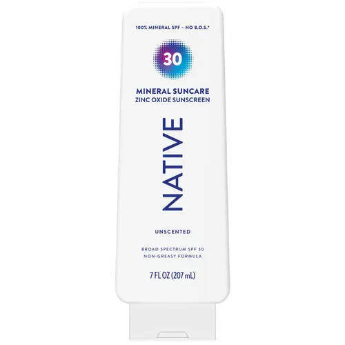 NATIVE Mineral Sunscreen Lotion SPF 30 – Broad Spectrum Protection, Lightweight, Non-Greasy