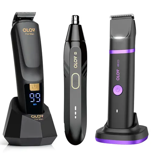 OLOV Men's All-in-One Manscaping Three-piece Set | Shaving, Nose Hair, Body Hair & Intimate Area Trimming Are All Done in One Stop. The Ultimate Equipment for Men's Grooming Rechargeable Electric Trimmer Kit,dorm essentials