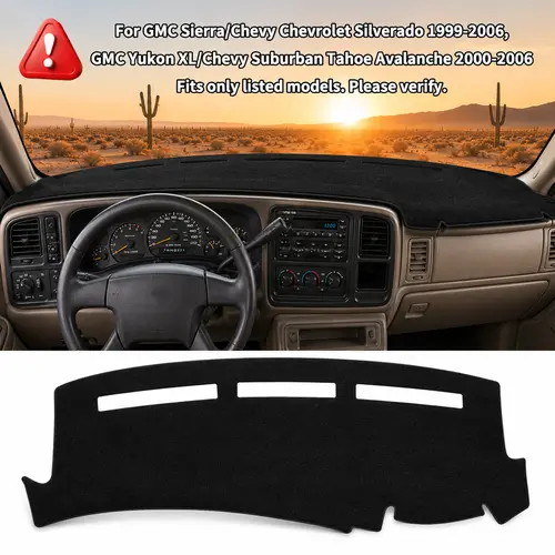 Dash Cover Compatible Dashboard Cover Mat Non-Slip Pad Carpet Sunshield Protector with GMC Sierra/Chevy Chevrolet Silverado 1999-2006, GMC Yukon XL/Chevy Suburban Tahoe Avalanche 2000-2006