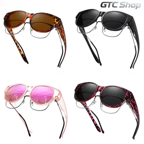 Unisex 4-Pack Oversized Polarized Fit Over Sunglasses - Wear Over Prescription Glasses, Full Coverage UV400 UV Protective Eyewear, Lightweight Classic for Driving, Fishing