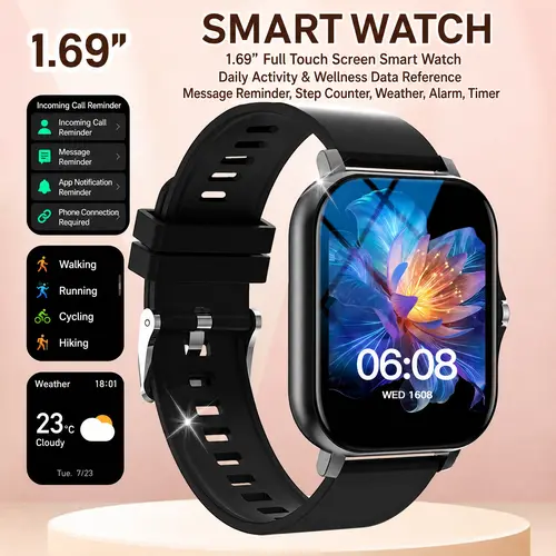 Smart Watch for Men and Women, 2.01" Touch Screen Lifestyle Watch with Message Reminder, Step Counter, Alarm, Timer, Music Control, Comfortable Strap, Compatible with Most iOS and Android Smartphones FathersDayGift