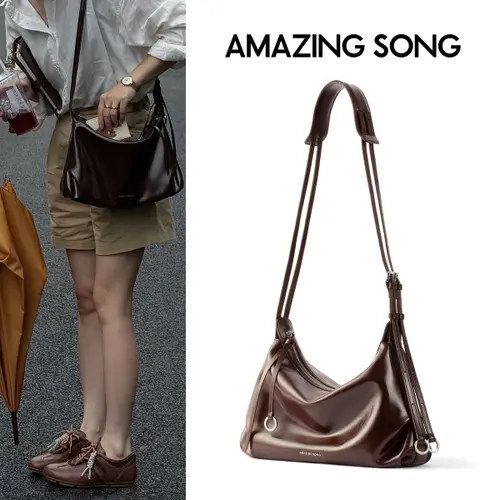AMAZING SONG Donut Hobo Bag, concert bag Genuine Split Leather Soft Dumpling Purse,Women's bag Multi-purpose Underarm Shoulder Crossbody Bag, Versatile Daily Commuter Handbag with Multiple Carrying Ways