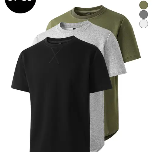 3-Pack Men’s Summer Lightweight Breathable Short-Sleeve T-Shirts — Trendy High-Street Street Style for Sports, Fitness, and Running Tops