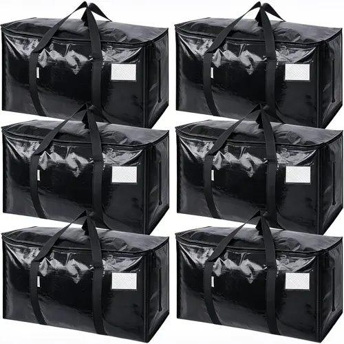 Large Heavy Duty Totes, Visible Labels & Wrap-Around Handles, Travel Organizer Bag, Bedding Organizer Storage, Durable Lightweight Organiser, Space-Saving Storage Organization (Back to School Moving Box Alternative)