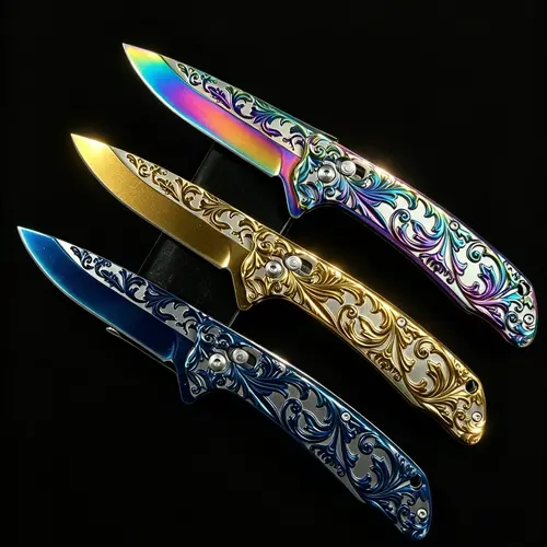 Vintage European 3D Intricate Carving Durable Metal Manual Folding Tool, Men's EDC Camping-Hiking Gear, Unique Cool Birthday Gifts for Him Option, Gifts For Boyfriend, Edc Items