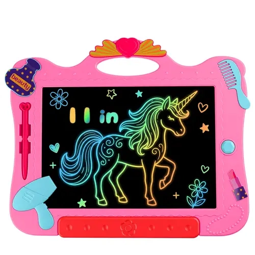 Kiditos 11-Inch LCD Writing Tablet - Rainbow, Lightweight Wireless Single Unit, Reusable Drawing Doodle Board, Pink Mess-Free Educational Toy for Toddlers Ages 3+, School Learning Gift
