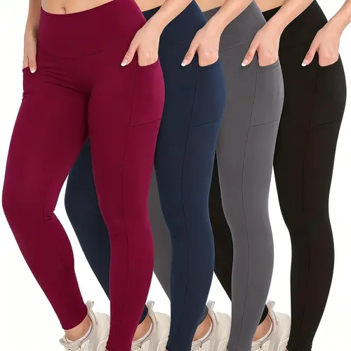 4 Pack Women'S Thermal High-Waisted Leggings with Pockets , Thick Winter Workout Pants, Elastic Waistband,Breathable Material Soft summerwins Athletic Stretchable Athleisure Bottoms Athleisure Bottoms Athleisure Gym Clothes no patines yoga pants tiktoksho