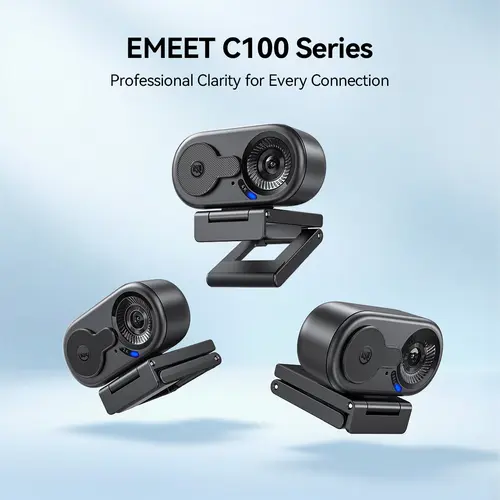EMEET C100 2K/4K External USB Webcam for PC, Fixed Focus, 66° FOV, Built-in Mic, Privacy Cover, Portable Metal Clip, Computer Camera for Home Office, Online Meetings, Desktop/Laptop USB-A, External Usb Webcams, tiktokshopbacktoschool, Usb Plug Webcam, Hd