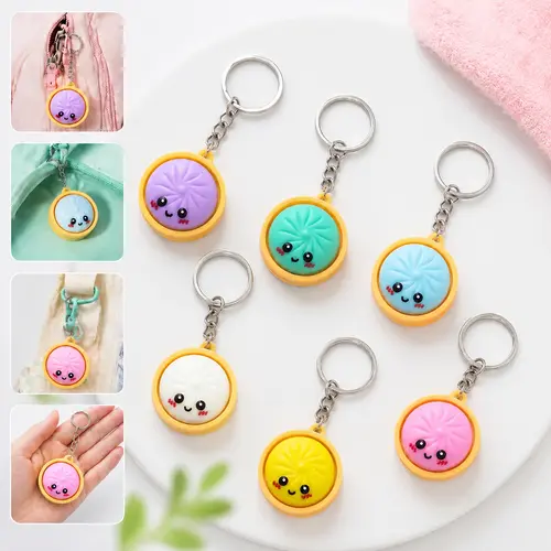 6Pcs Cute Mini Dumpling Keychain – Adorable Cartoon Pendant for Backpacks, Keys & Bags, Kids & Gifts, Soft & Durable