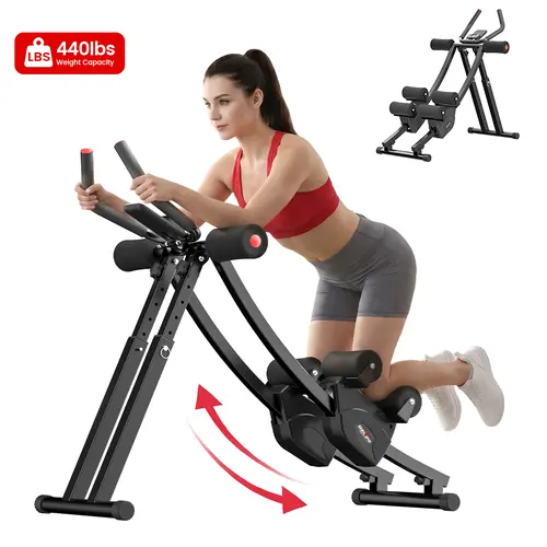 RELIFESPORTS Dual-Split-Track Adjustable Abdominal Trainer Machine - Unisex Exercise Equipment, 440LBS Capacity Steel Foldable Gear with LCD Monitor, High-Density Foam Padding, At-Home Gym Strength Training Gear, At Home Gym Equipment