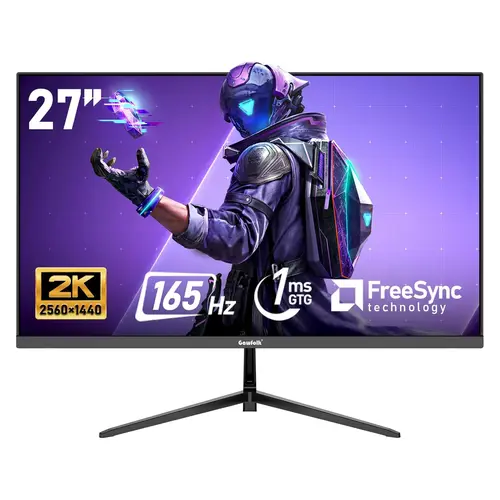 27 inch 2K QHD(2560×1440) PC Screen, 165Hz Gaming Monitor, 1ms Without Bezel, FreeSync,98% sRGB, 178° Wide Viewing Angle,Display 1.4、Port HDMI2.0, Wall Mount Compatible 75 * 75MM- Black,back to school,back to school haul
