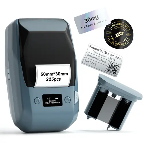 NIIMBOT M2 Thermal Wireless Label Printer - 2In Tape, 300dpi, Built-in Li-ion, Color Ribbon Support, Bluetooth, Batch Print, Phone/PC Compatible Shipping Printer for Small Business Vial Labels