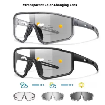Unisex Photochromic Cycling Sunglasses, Windproof UV Protection Sports Eyewear, Day Night Outdoor Glasses for Road Bike Hiking summerwins