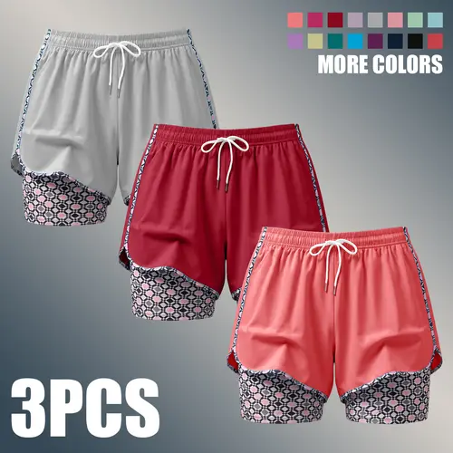 Women's Casual Quick-Dry Double-Layer Athletic Training Shorts, Breathable Lightweight Sporty Women's Clothes for Outdoor Activities,summerwins
