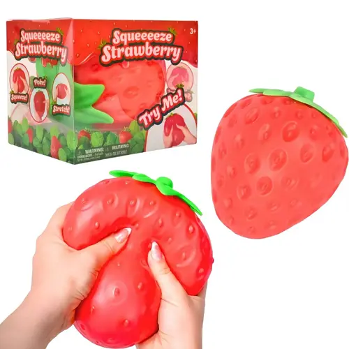 Strawberry - ExtraLarge 5" Squishy Stress Ball for Adults & Kids3+ - Fruity Fidget Toy for Stress Relief &Sensory Play - Safe & Durable Non-ToxicMaterial