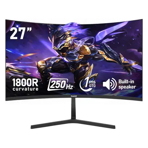 27 Inch PC Computer Screen,1800R Curved Gaming 250Hz Monitors, FHD 1080p 1ms, Freesync, 98% sRGB,Built-in Speaker, HDMI2.0、DisplayPort, Compatible with Wall-Mounted 100 * 100MM,summerwins
