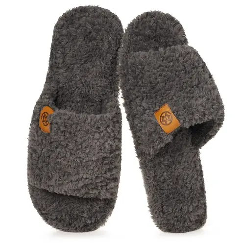 Intini Women's Fuzzy Open-Toe Footwear - Soft Memory Foam, Lightweight Non-Slip Fur Slides, Cozy Aesthetic Casual Fashion House Slippers for Indoor Bedroom Use