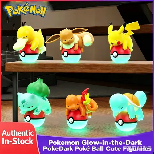 Pokémon Glow-in-the-Dark Poké Ball Ornament sealed with  Pikachu, Eevee,Bulbasaur, Charmander, Squirtle,Psyduck,Figure