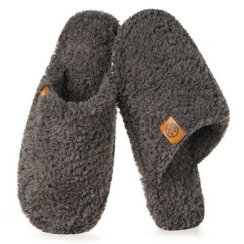 Women's Cozy Slippers Warm Fuzzy Slip On House Slippers for Women Indoor Memory Foam Anti-slip Shoes Lightweight Winter House Bedroom Shoes