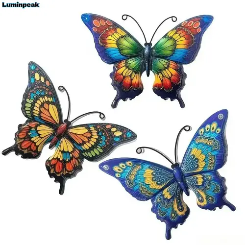 Artistic Iron Butterfly Wall Decor, 3D Metal Art Hanging, Rustproof & Weatherproof Ornament for Outdoor Garden, Patio, Fence