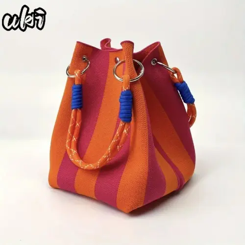 Women's Boho Woven Bucket Bag - Hand-Crocheted Shoulder-Crossbody Bag with Handmade Texture, Boho Woven Look Elevates Casual Looks, Easy Carry for Beach, Travel, Errands, Crossbody Fashion Bag, Hand Crocheted Bag