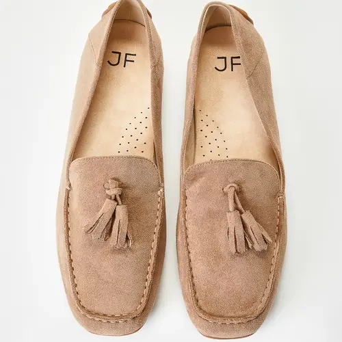 JUSTFAB Women’s Classic Loafers Slip-On Flats - Lightweight Microfiber Moccasin Footwear with Cushioned Insole & Arch Support, Non-Slip Sole Shoes for Women, All-Day Wear for Work & Travel Driving Moccasins,Penny Loafers