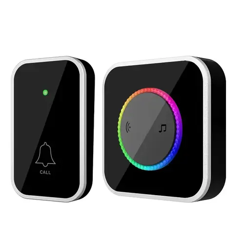 Smart Wireless Doorbell Kit With LED Flashing Light, Waterproof Door Chime Receiver Easy Setup 1000Ft Range Adjustable Volume 45 Melodies For Front Door Apartment Office Home Security Essentials Black