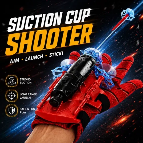 Unisex Kids' Durable Web Shooters Wrist Launcher Toy Set - Polyester Wearable Glove, Suction Cup Darts, 4+ Ages Outdoor Play, Children's Day/Birthday-Ready Hero Gift
