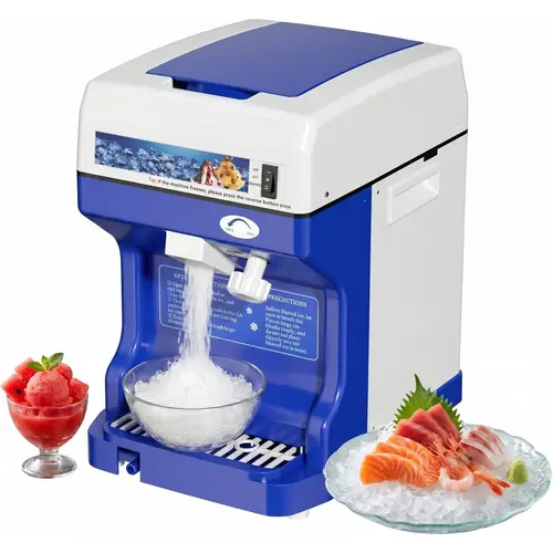 265LBS/H Commercial Ice Shaver Crusher, 500W Electric Snow Cone Maker, Tabletop Ice Shaving Machine with Stainless Steel Blade for Home Parties Snack Bars, Blue