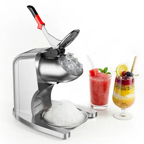 250LBS/H Commercial Ice Crusher, 350W Electric Snow Cone Machine with 4 Stainless Steel Blades, 2000RPM Shaved Ice Maker with Hopper Bowl and Cover for Home Commercial Use, Silver,home essentials