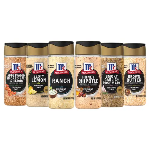 McCormick Finishing Salts Savory Cravings Collection (Ranch, Honey Chipotle, Applewood Smoked Salt & Bacon, Zesty Lemon, Brown Butter, Smoky Garlic & Rosemary) 6 Count Variety Pack