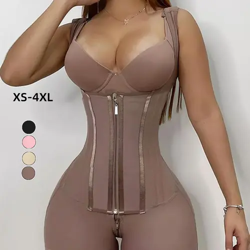 Colombian Faja Women's Bodysuit, BBL Fajas, Zipper Front, Push-Up Design, Adjustable, Postpartum Recovery, Versatile Use, All-Season Wear, Body Shaper Shapewear