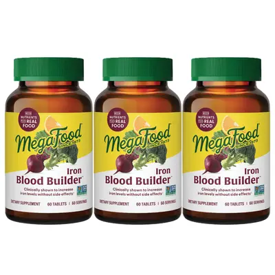 MegaFood Blood Builder Iron Supplement-Clinically Shown to Increase Iron Levels while Gentle on the Stomach. 60 Servings