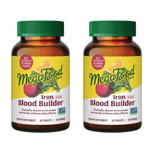 MegaFood Blood Builder Minis Gentle Iron Vitamins Supplements, Vitamin Dietary Supplement for Increase Iron Levels & Daily Supplemental Nutrition Support