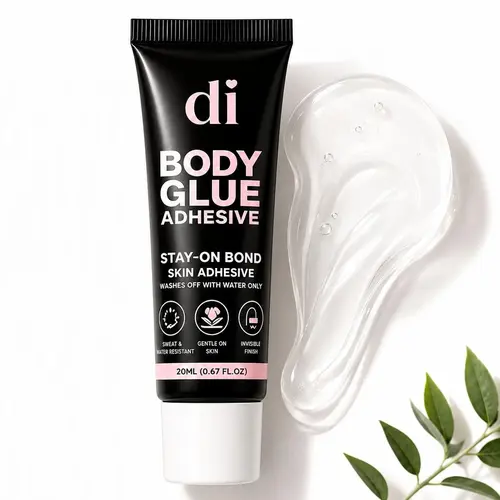 Liquid Body Adhesive for Clothes – Sweatproof & Water Resistant Clothing Glue for Strapless Dresses, Low-Cut Tops & Work Blouses, Fast Drying All-Day Hold, Lightweight Fashion Adhesive for Womenswear & Outfits, 20ml