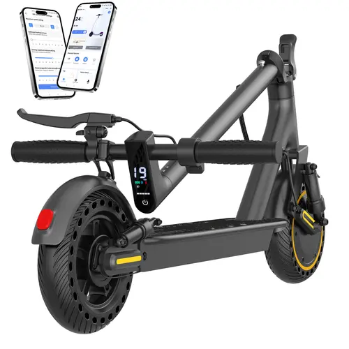 Adults' Portable Commuting Electric Scooter - 350/500W Motor, Foldable Metal Aluminum Frame, Dual Suspension, Dual Brakes, Puncture-Proof Tires, LED Display, Smart App, Multiple Start Modes, 2 Wheels, 22 mph Max Speed, 42 lbs, Unisex, Multifunctional, Por