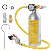GJANSH Professional AC Flush Kit for Home & Auto - Universal HVAC System Cleaning Tool with Real-Time Pressure Gauge, Safety Relief Valve, and Refillable Stainless Steel Empty Canister for R134a R410a R22 R12 toolupgrade