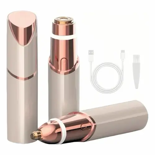 2-in-1 Facial & Eyebrow Hair Trimmer – USB Rechargeable Electric Trimmer for Lips, Chin, Armpit, Peach Fuzz & Eyebrows, Portable Hair Removal Tool with LED Light for Women, Suitable for Daily Use & Travel