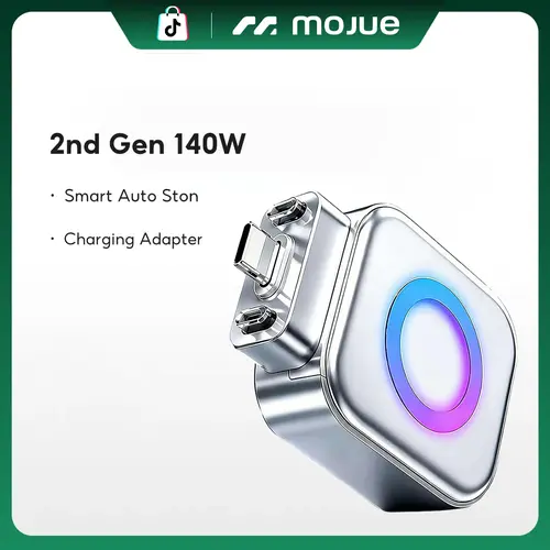 #DealsForYouDays MOJUE 2nd Gen 140W Compact Portable Physical Disconnect Battery Guard - Auto-Eject Fast Charger Adapter, Smart Auto-Stop USB-C Accessory for Smartphones, Laptops, Safe Overnight Charging (Anti-Overcharge Device, Adapter Charger)