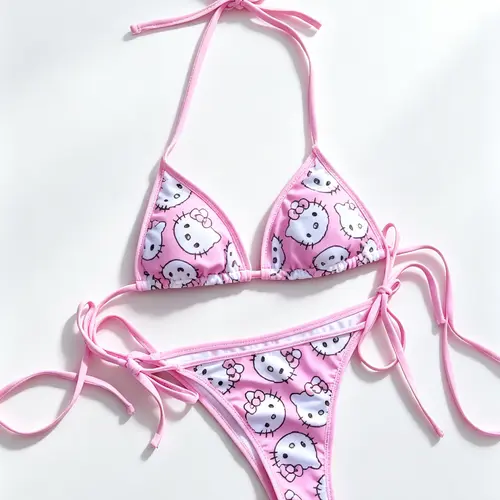 Sanrio Hello Kitty Women's 2-Piece Sexy Bikini Set, Sports & Outdoor Swimwear for Beach Use