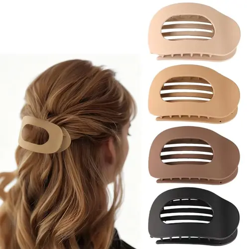 Women's 4PCS Duckbill Hair Clips - French Flat Claw Clips, Non-Slip Solid Color Lay-Flat Clamps for Thick/Thin Hair, Ideal for Casual to Dressed-Up Looks, Claw Clip