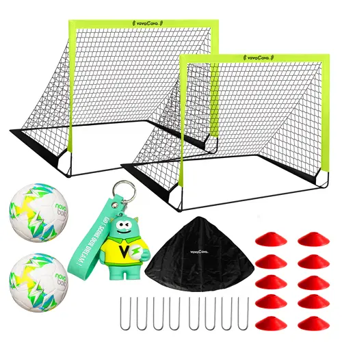 VavaCava 2 Packs 4' X 3' Size Portable Soccer Goals for Backyard, Indoor And Outdoor Soccer Net, 2 Nets, 2 Soccer Balls, 1 Pump, 1 Carrying Bag, 450D Oxford Fabric, Pop Up Design, Easy to Take Away. Backyard Fun, Best Gift for Your Family And Friends