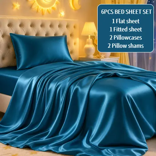 Cosybay Hotel Quality Queen Bed sheets set 6pcs - Fitted Sheet & Flat Sheet & Pillow Covers Set 6pcs, 100% Viscose Derived from Bamboo Bed Sheet Set, Soft & Cooling, Double Stitching,Soft & Cooling,6 Pcs Bed Set with Deep Pockets,Wrinkle Free #summervibes
